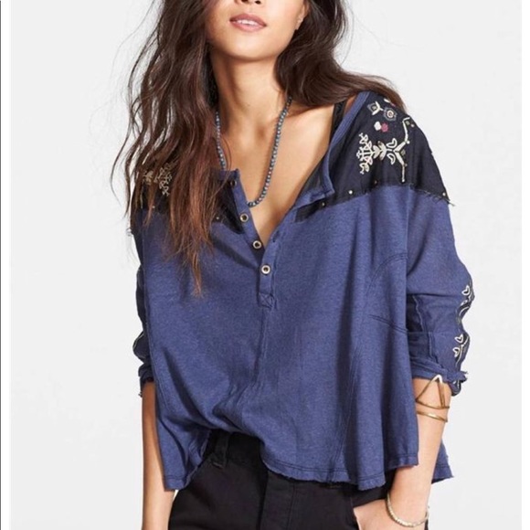 Free People Tops - 1/2 OFF! Free People Rio Embroidered Henley
